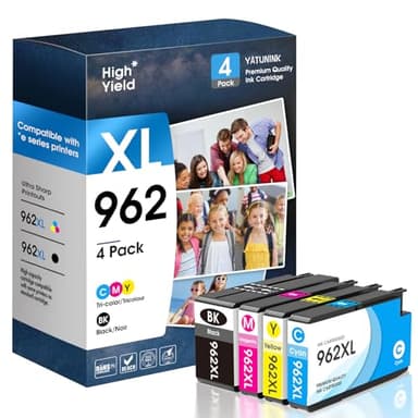 YATUNINK 962XL Ink Cartridges Combo Pack Compatible for HP 962 Ink Cartridges Works with HP Officejet Pro 9015/9015e 9025/9025e 9020/9020e 9018/9018e 9010/9010e OfficeJet 9012/9012e (BK C M Y) - Image 1