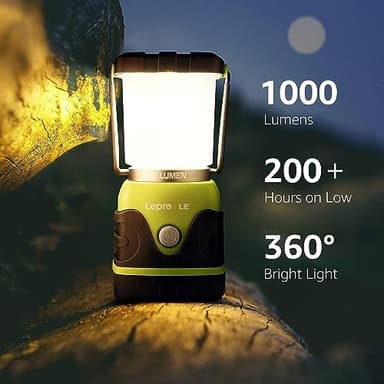 LE 1000LM Battery Powered LED Camping Lantern, Waterproof Tent Light with 4 Light Modes, Camping Essentials, Portable Lantern Flashlight for Camping, Emergency Light, Power Outages, Not Rechargeable - Image 4