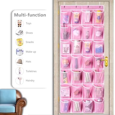 KEEPJOY 28 Pockets Hanging Shoe Organizer, Over the Door Shoe Organizer, Hanging Door Shoe Holder Rack with Mesh Pockets Large Size 65 x 23 Inch (Pink-1Pack - Image 7