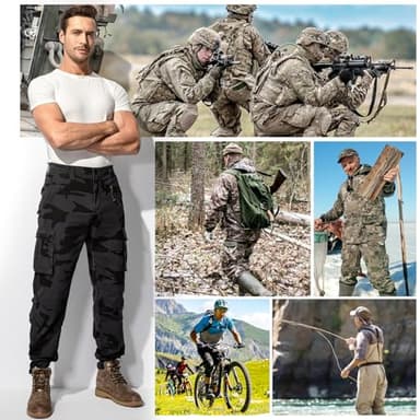 Men's BDU Casual Military Pants, Tactical Wild Army Combat ACU Rip Stop Camo Cargo Work Pants Trousers with 8 Pockets #7533 Dark Camouflage 38 - Image 4