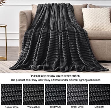 BEDELITE Fleece Blanket King Size – 3D Ribbed Jacquard Soft and Warm Decorative Fuzzy Blankets – Cozy, Fluffy, Plush Lightweight Throw Blankets for Couch, Bed, Sofa(Black, 108x90 inches) - Image 8