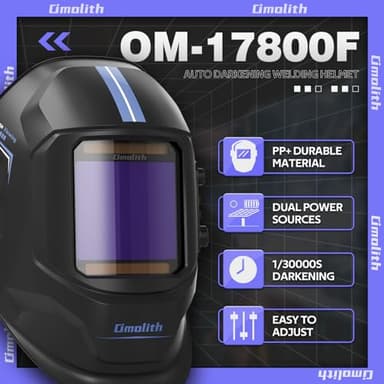 Omolith 3.93"X3.66" Large Viewing 1/1/1/1 True Color Welding Helmet，4 Arc Sensor Auto Darkening Welding Hood，Wide Shade 4/5-9/9-13 for TIG MIG Arc Weld Grinding Welder Mask - Image 2