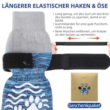 PUPTECK Anti Slip Dog Socks, Shoes with Grippers to Prevent Licking Hardwood Floors Traction, Rubber Boots & Paw Protectors, Senior Dogs Booties Navy Blue - Image 4