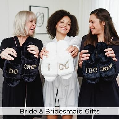 Dearfoams Women's Bride and Bridesmaid Gifts I Do Crew Slippers for Wedding and Bachelorette Party, 𝖨 𝖣𝗈 𝖢𝗋𝖾𝗐 𝖡𝗅𝖺𝖼𝗄, Small - Image 3