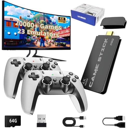 BADGOAL 2025 Upgrades Retro Game Console Stick, Nostalgia Gaming Stick, Over 20,000 Games and 23 Emulators, Upgraded Dual 2.4G Wireless Controllers, Plug & Play TV Video Gaming Stick with 64GB Memory - Image 1