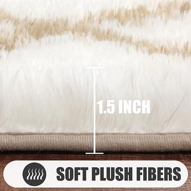 ONASAR Large Area Rugs for Living Room, 7x10 White and Beige Bedroom Rug, Washable Geometric Boho Soft Plush Shaggy Fuzzy Floor Carpet Mat for Nursery Kids Girls Boys Teen Dorm Home Decor - Image 2