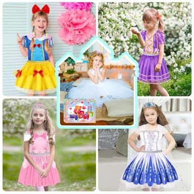 EULRGAUS Princess Dress Up, Toddler Dress Up Clothes, Cosplay Princess Costume Gift Set with Princess Dresses and Princess Toys, Pretend Play Girl Toys Age 3-6, Halloween Christmas Birthday Gift - Image 7