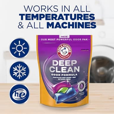 ARM & HAMMER™ Deep Clean Odor Formula Laundry Detergent Power Paks, Laundry Odor Remover, Radiant Burst Scent, 44 Count, 44 Loads - Image 8