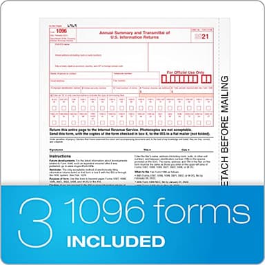 Adams 1099 NEC 3 Up 2021 Continuous Forms, 4 Part Carbonless Forms, for Pin Fed Dot Matrix Printers, with 3 1096, 20 Pack (TXA2299-NEC21) - Image 7