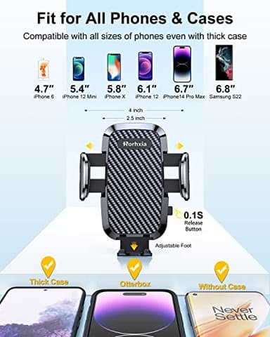 Rorhxia 3-in-1 Phone Mount for Car [2025 Most Stable and Flexible Suction Cup] Vent Dashboard Windshield Cell Phone Holder Car Fit for iPhone, Samsung, All Phone - Image 7