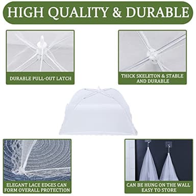 ZMCINER 8 Pack Food Tents Food Covers for Outside Mesh Screen Include 2 Extra Large (40"X 24") & 6 Standard (17"X 17") Collapsible and Reusable Mesh Food Covers for Outdoors, Fruit Cover - Image 5