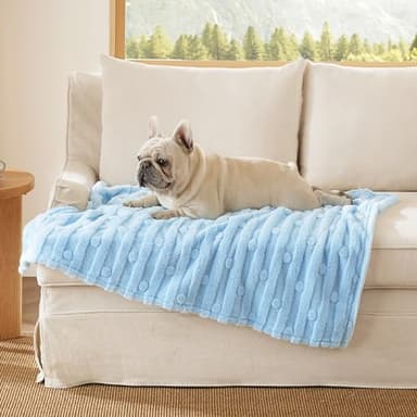 Bedsure Dog Blanket for Medium Dogs Washable - Fluffy Fuzzy Puppy Cat Blanket with Premium 300GSM Coral Fleece Soft for Pet Kitten Doggy, Blue, 30x40IN - Image 1