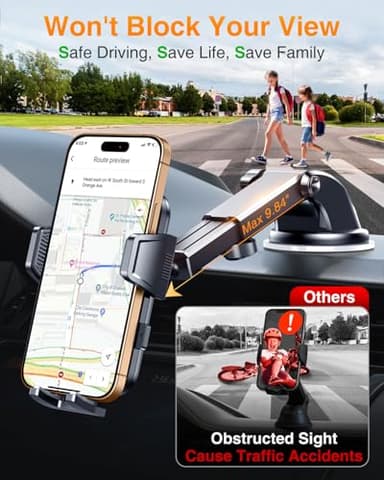 VANMASS 2025 Upgraded Car Phone Holder, [85+LBS Strongest Suction] Patent Safety Cell Phone Mount Windshield Dashboard Vent Truck Accessories Stand Cradle for iPhone 16 Pro Max 15 14 13 Android - Image 7