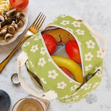 Bluboon Lunch Bag for Women Men Cute Corduroy Lunch Tote Bags Reusable Insulated Lunch Box Large Capacity Reusable Insulated Cooler for Work Picnic or Travel - Image 8