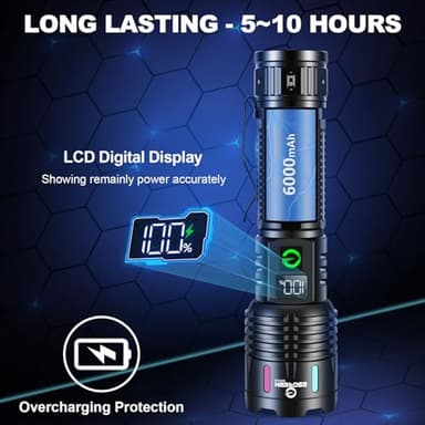 Esgreen Rechargeable Flashlights High Lumens 2000 Single 2 Modes, Super Bright LED Flashlight USB C Long Distance 3280ft, Powerful Long Lasting 10H Heavy Duty Strong Flash Light for Camping Hiking - Image 8