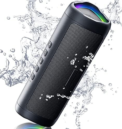 Bluetooth Speaker Stocking Stuffers for Men Women Teens Boys Girls: Portable Wireless, IPX5 Waterproof, White Elephant Gifts for Adults, Up to 20H Playtime, TWS Pair, for Home/Party/Outdoor (Black) - Image 1