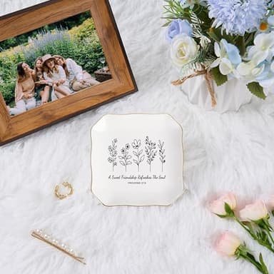 Jelershy Friendship Gifts for Women Jewelry Dish Trinket Tray - A Sweet Friendship Refreshes The Soul, Christian Birthday Gifts for Women Best Friend Christmas Mothers Day Religious Gift - Image 4