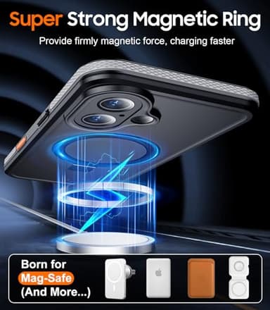 Temdan Magnetic for iPhone 16 Case Waterproof, [Built-in Ring Invisible Stand & Screen Protector][IP68 Underwater][Dropproof][Dustproof][Real 360] Shockproof Protective Phone Case 6.1''-Grey - Image 6