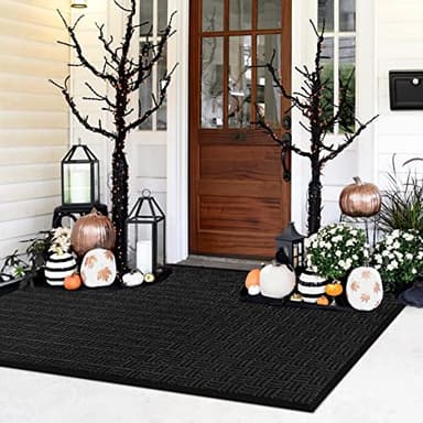 Mibao Front Door Mat, Heavy Duty Durable Welcome Mat for Outdoor Indoor, Dirt Trapper Waterproof Super Absorbent Door Mat for Entryway Outside Patio Porch, 61.5" x 36", Black - Image 9