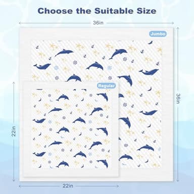MIZOK Puppy Pads, 22"x22" Dolphin Print Dog Pee Pads with Adhesive Tabs, 6-Layer Leak-Proof Super Absorbent, Quick-Dry Disposable (50 Count) - Image 4