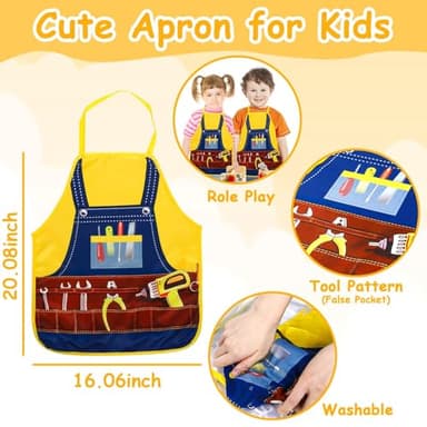 TONZE Kids Tool Set with Apron, Wooden Toddler Tool Bench Montessori Toys for 2+Year Old 39 PCS Educational STEM Construction Toys for Ages 2-4 Pretend Play Toddler Toys 3 4 5 Year Old Birthday Gift - Image 2