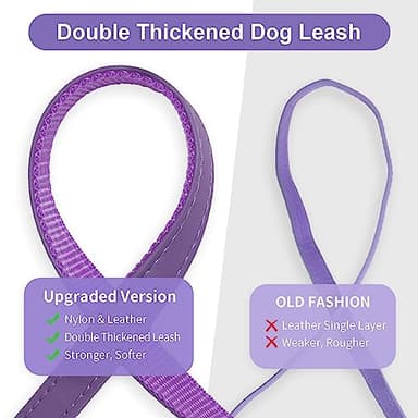 Epesiri Spiked Studded Dog Collar with A Leash, Rivet Artificial Leather Dog Collars, Adjustable Durable Leather Cat Collar for Small Medium Large Pet, Like Pit Bull Bulldog Pugs Husky, Purple S - Image 3