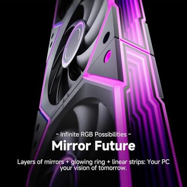 AsiaHorse Nyota Ultra 120mm PC Case Fan - Space-Inspired Design (Infinity Mirror + RGB Ring), 9 Blades 58.5 CFM, Modular Build, Ultra-Quiet Silicone Pads, PWM Control-Quiet Hydro Bearing - Image 4