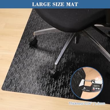 Office Chair Mat, TYDLE 50" x 65" Large Chair Mat for Hard Floor, Vinyl Chair Mat for Gaming Chairs, Slip Resistant Floor Protector Rolling Computer Desk Mat for Hardwood Floor, Black - Image 3