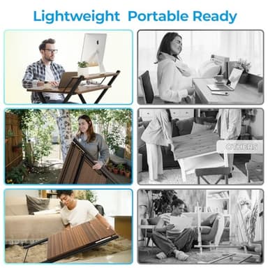 GreenForest No Assembly Folding Desk, 2-Tier Compact Computer Desk with Shelf, Space Saving Foldable Table for Home Office, Dorm or Apartment, Portable Collapsible Sturdy Laptop Desk, Espresso - Image 8