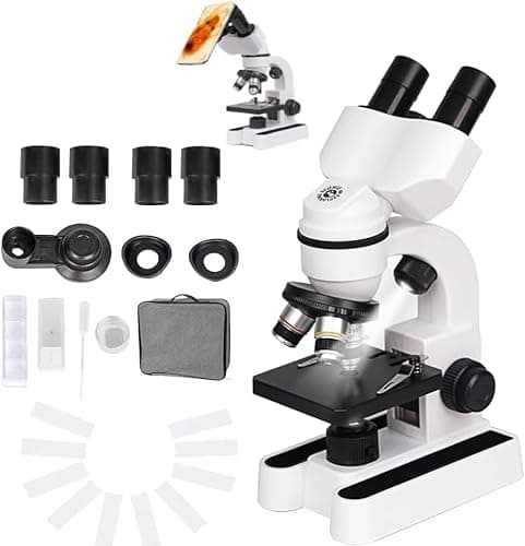 Compound Microscope ，40X-3200X Research Class, Microscope Kit LED Light, Carrying Box ，monocular Microscopes for Students Beginner