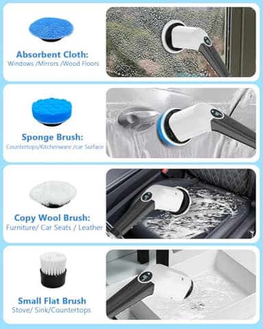 Bathroom Scrubber Electric Electric Spin Scrubber with 8-in-1 Replaceable Brush Heads Electric Brush Cleaner for Bathroom with Power LCD Display, 3 Adjustable Speed - Image 7
