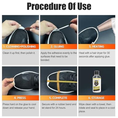 PHIXBEAR Professional Grade Shoe Glue Repair Adhesive, Heavy Duty Shoe Goo: Low Odor, No White, No Hard, 1.05 fl oz - Image 8