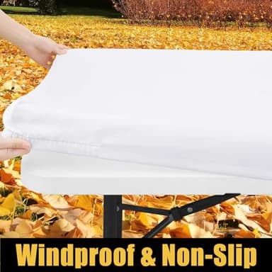 Smiry Rectangle Picnic Table Cloth, Waterproof Elastic Fitted Tablecloths for 6 Foot Tables, Washable Polyester Table Cover for Camping, Indoor and Outdoor (White, 30"x72") - Image 2
