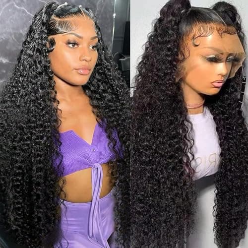 SEEBTWMS 32 Inch Water Wave Lace Front Wigs Human Hair 13x6 Deep Part Curly Wig for Women 200 Density Water Wave Frontal Wigs Human Hair Pre Plucked - Image 1