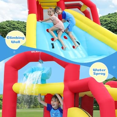 ELEMARA XL Inflatable Water Slides for Kids Backyard,Giant Water park with Long Slip Splash and Slide,Double Slides for Kids and Adults with 750W Blower,Climbing Wall,Deep Pool,Water Canon for Outdoor - Image 3
