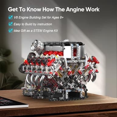 Mould King V8 Engine Building Blocks Sets, V8 Engine Model Kit That Runs, MOC Engineering Model Building Kit with Battery and Motor, 2718 PCS Building Blocks for Adults - Image 3