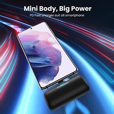 Mini Portable Charger 5000mAh Power Bank,15W PD USB C Cell Phone Portable Power, LCD Display Battery Pack Compatible With iPhone 15/15 Plus/15 Pro/15 Pro Max/Android/Samsung/Moto/LG (Type-C Only) - Image 3