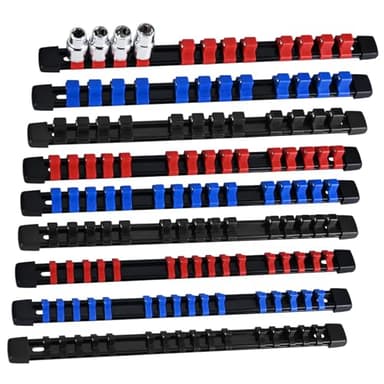 EGOFIX Socket Organizer, 9PCS Socket Holder Set, 1/4-Inch x 48 Clips, 3/8-Inch x 45 Clips, 1/2-Inch x 36 Clips Drive Socket Tray, Socket Rail for Tool Box Drawer - Image 1