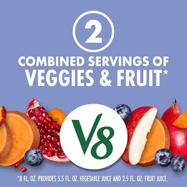 V8 Blissfully Berry 100% Fruit and Vegetable Juice, 8 fl oz Can (24 Pack) - Image 5