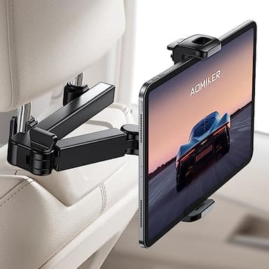 Aomiker iPad Holder Car Headrest - [Stretchable Arm] 2025 Adjustable Tablet Mount for Car Backseat, Travel Road Trip Essentials for Kids, for iPad Pro, Air, Mini, Samsung Tab, 4.7-11” Device - Black - Image 1
