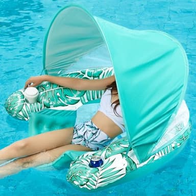 Jasonwell Pool Float with Canopy - Inflatable Pool Floaties Adult Floating Pool Chair Lounge Floats for Swimming Pool Water Chair Pool Lounger with Cup Holders Pool Toy Party Floaty for Adults - Image 8