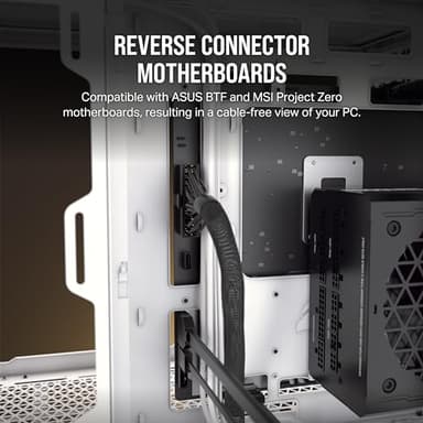 CORSAIR 2500X Small-Tower mATX Dual Chamber PC Case – Panoramic Tempered Glass – Reverse Connection Motherboard Compatible – No Fans Included – White - Image 4