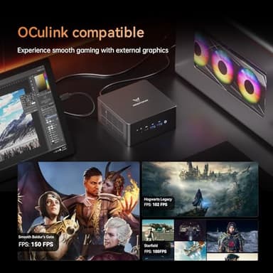 MINISFORUM UM890 Pro Mini PC Ryzen 9 8945HS (up to 5.2GHz) Desktop Computer 64GB RAM DDR5 5600MHz &1TB PCIe 4.0 SSD, Cculink Mini PC Quad Display HDMI/DP1.4/USB-C, AMD Radeon 780M/Dual LAN 2.5G - Image 6