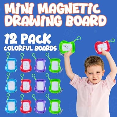 Bedwina Mini Magnetic Drawing Board for Kids - (Pack of 12) Backpack Keychain Clip Drawing Boards, Erasable Doodle Sketch Writing Pad Boys & Girls, Birthday Kids Party Favors - Image 3
