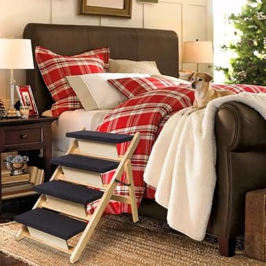 BRIKY 2-in-1 Dog Stairs/Ramp with 4 Steps, Foldable Dog Stairs for High Beds Cars Couch, Durable Wooden Pet Stairs for Small Medium Large Dogs, No Assembly Required - Image 3