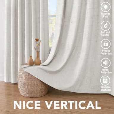 H.VERSAILTEX Ivory Curtains Blackout, 100% Blackout Linen Curtains with White Thermal Insulated Liner, Grommet Drapes Blackout Curtains for Living Room (2 Panels, 42 x 84 Inch, Ivory) - Image 7