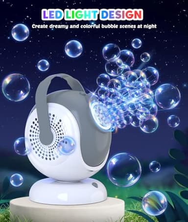Joyfuture Bubble Machine - Automatic Bubbles Blower for Kids, Toddlers - 360° Rotation & 75° Adjustment, Bubble Toys with LED Light - Gifts for Boys, Girls, Halloween, Outdoor, Birthday, Party - Image 7