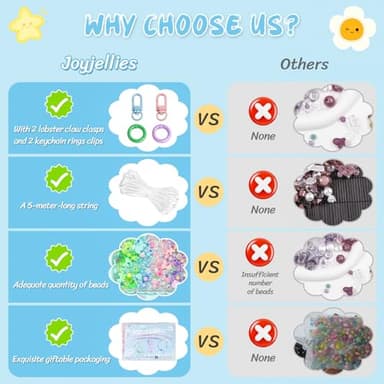 JoyJellies Bracelet Making Kit Assorted Acrylic Beads, 4 Colors Charms Keychain Making Kit with String Key Ring Clips Bow Heart Cute Beads for Bracelets DIY Arts and Crafts Girls Jewelry Making Gifts - Image 4