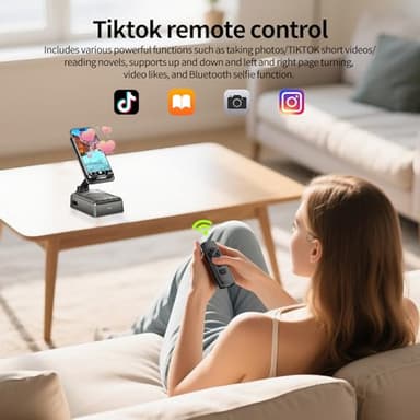 Cell Phone Stand with Bluetooth Speaker and Remote Control(Video Control/Camera Control),Portable Bluetooth Speaker for Home and Outdoors,All Day Playtime,Compatible with iOS/Android,Birthday Gift - Image 3