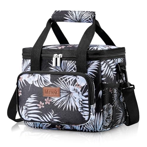 Lifewit Medium Lunch Bag Insulated Lunch Box Soft Cooler Cooling Tote for Adult Men Women, Flower 12-Can (9L) - Image 1